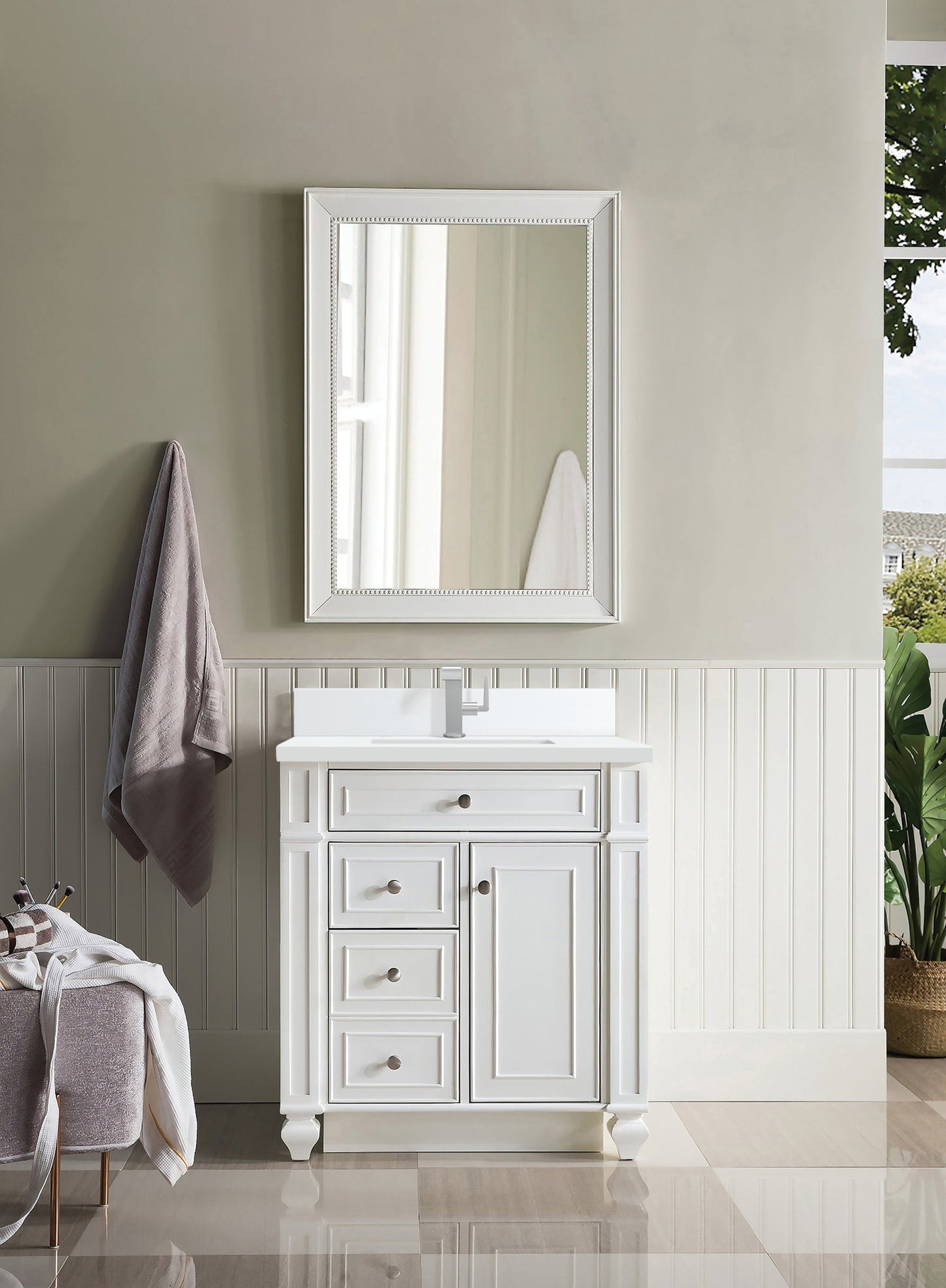 
                  
                    Bristol 30" Single Vanity in Bright White Single Bathroom Vanity James Martin Vanities 
                  
                