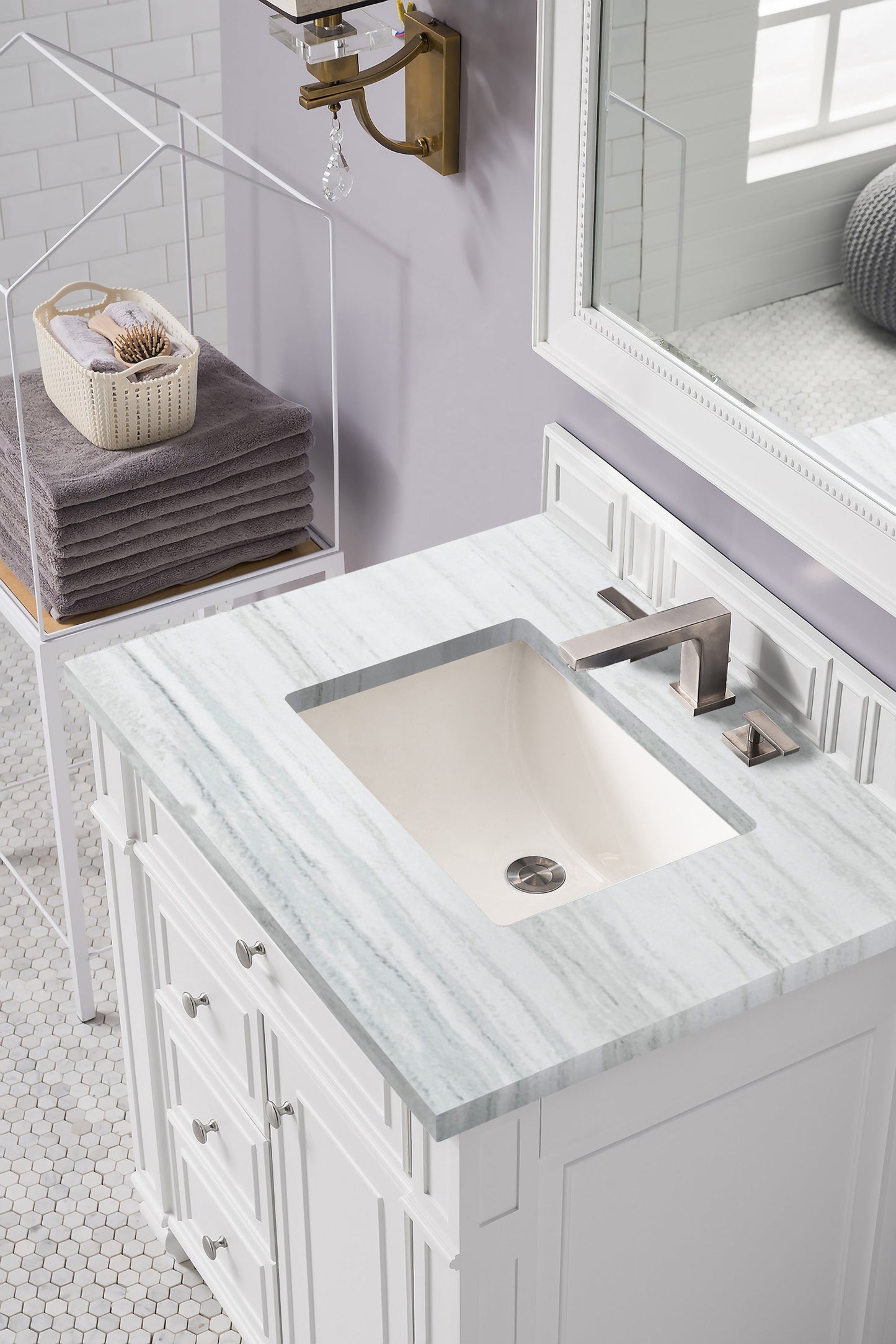 
                  
                    Bristol 30" Single Vanity in Bright White Single Bathroom Vanity James Martin Vanities Arctic Fall Solid Surface 
                  
                