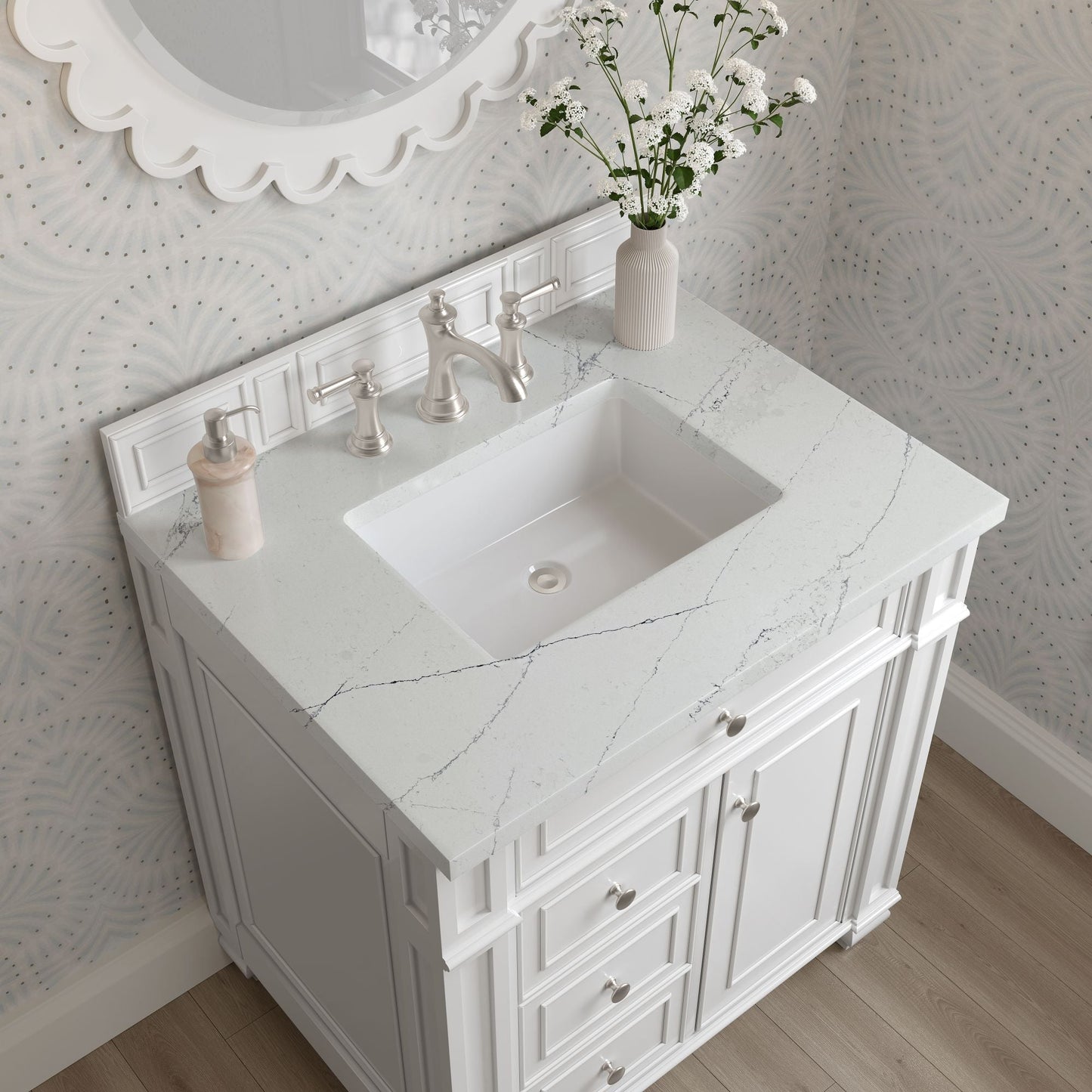 
                  
                    Bristol 30" Single Vanity in Bright White Single Bathroom Vanity James Martin Vanities Ethereal Noctis Silestone 
                  
                