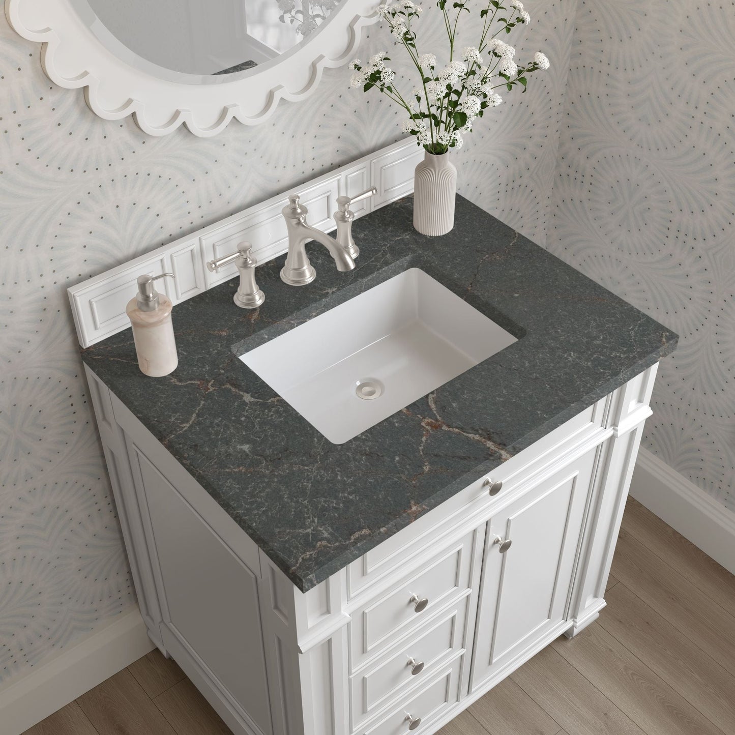 
                  
                    Bristol 30" Single Vanity in Bright White Single Bathroom Vanity James Martin Vanities Parisien Bleu Silestone 
                  
                