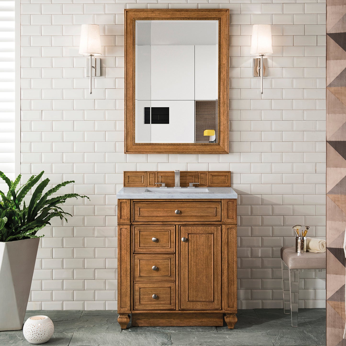 Bristol 30" Single Vanity in Saddle Brown Single Bathroom Vanity James Martin Vanities 