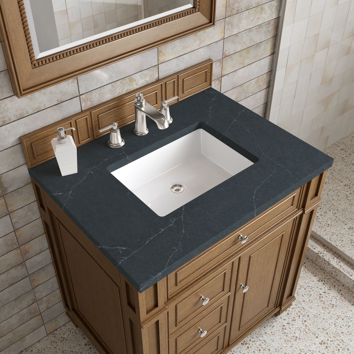 
                  
                    Bristol 30" Single Vanity in Saddle Brown Single Bathroom Vanity James Martin Vanities Charcoal Soapstone Silestone 
                  
                