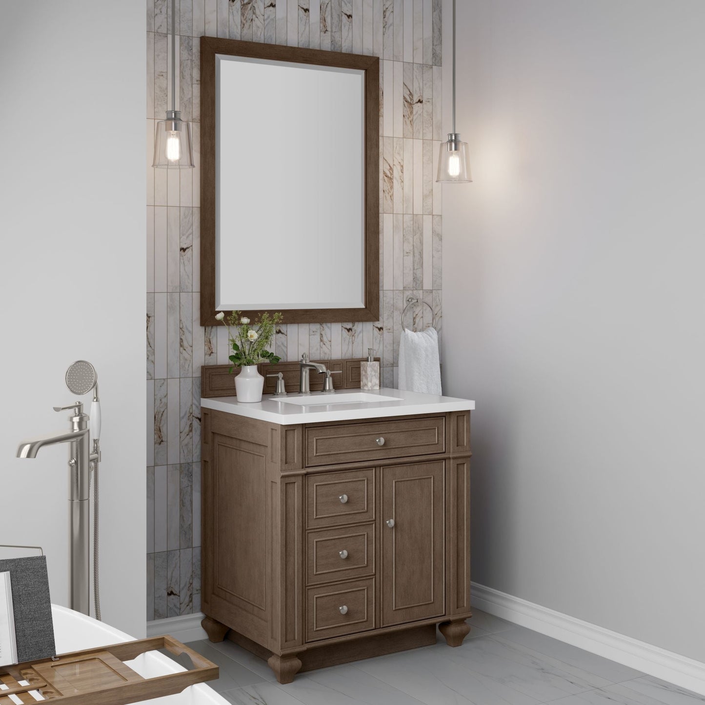 
                  
                    Bristol 30" Single Vanity in Whitewashed Walnut Single Bathroom Vanity James Martin Vanities 
                  
                