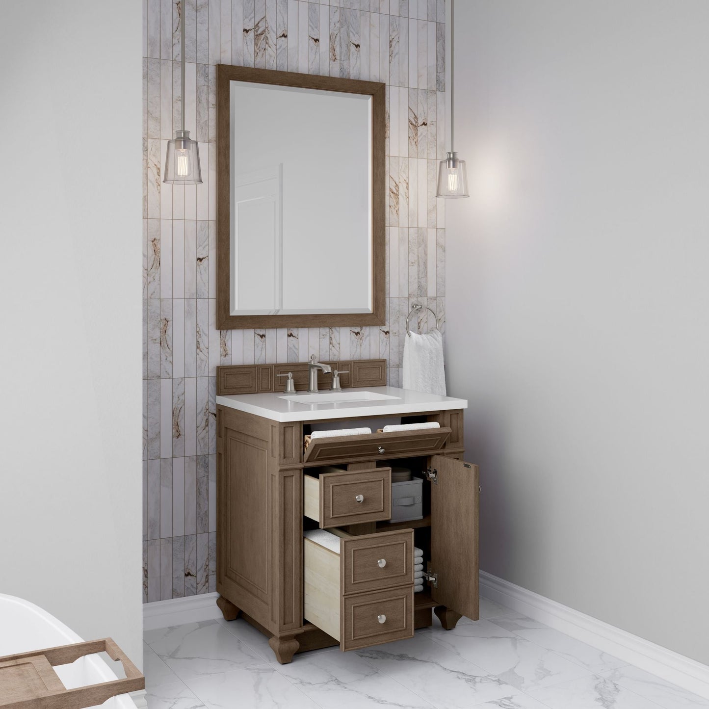 
                  
                    Bristol 30" Single Vanity in Whitewashed Walnut Single Bathroom Vanity James Martin Vanities 
                  
                