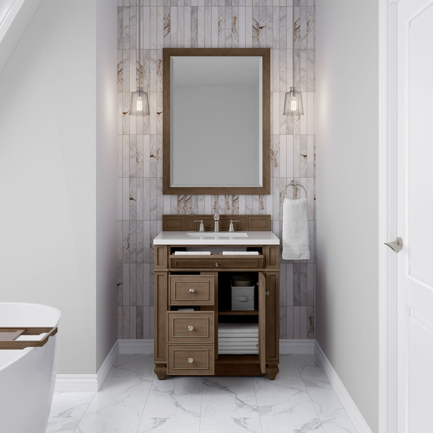 
                  
                    Bristol 30" Single Vanity in Whitewashed Walnut Single Bathroom Vanity James Martin Vanities 
                  
                