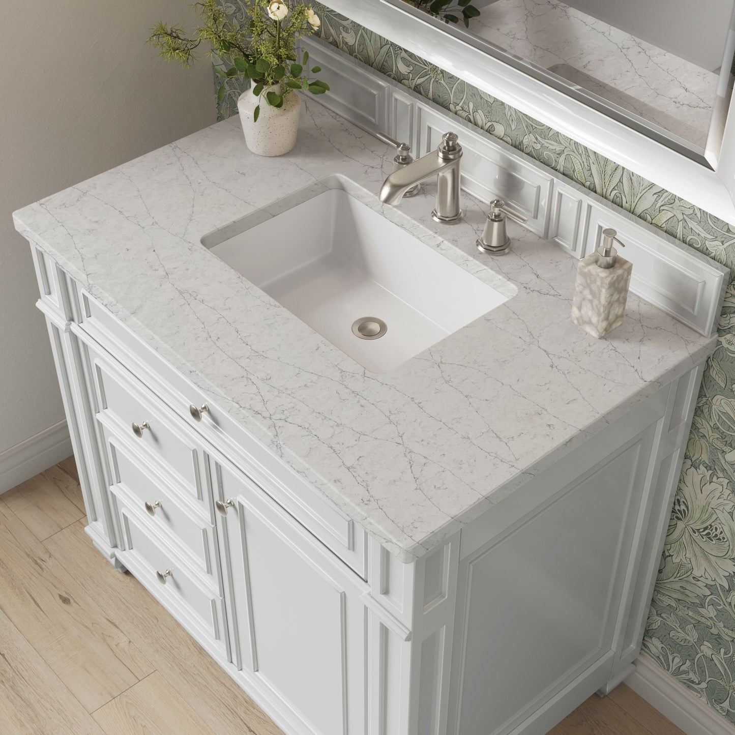
                  
                    Bristol 36" Single Vanity in Bright White Single Bathroom Vanity James Martin Vanities Eternal Jasmine Pearl Silestone 
                  
                