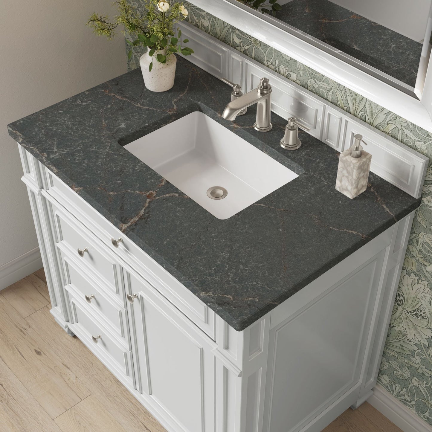 
                  
                    Bristol 36" Single Vanity in Bright White Single Bathroom Vanity James Martin Vanities Parisien Bleu Silestone 
                  
                