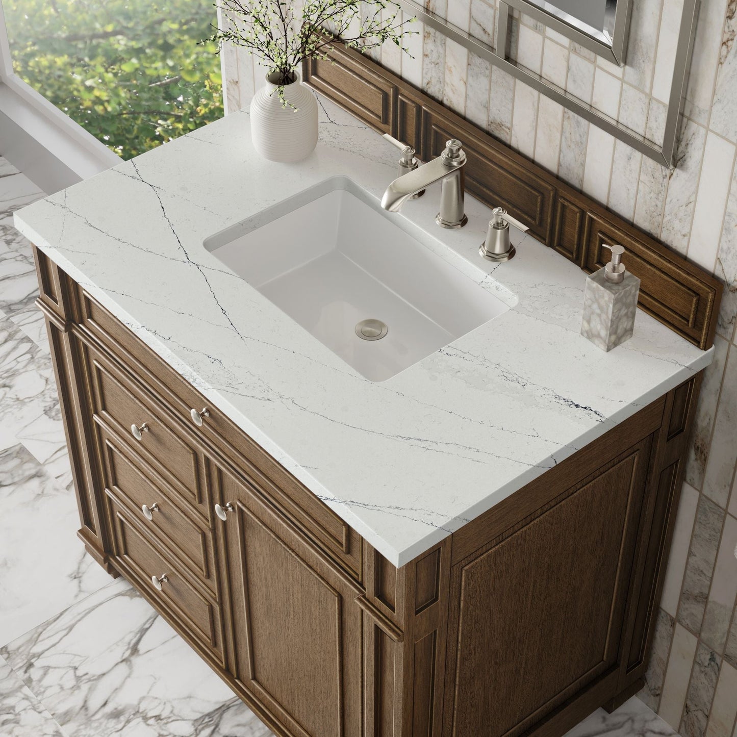 
                  
                    Bristol 36" Single Vanity in Saddle Brown Single Bathroom Vanity James Martin Vanities Ethereal Noctis Silestone 
                  
                