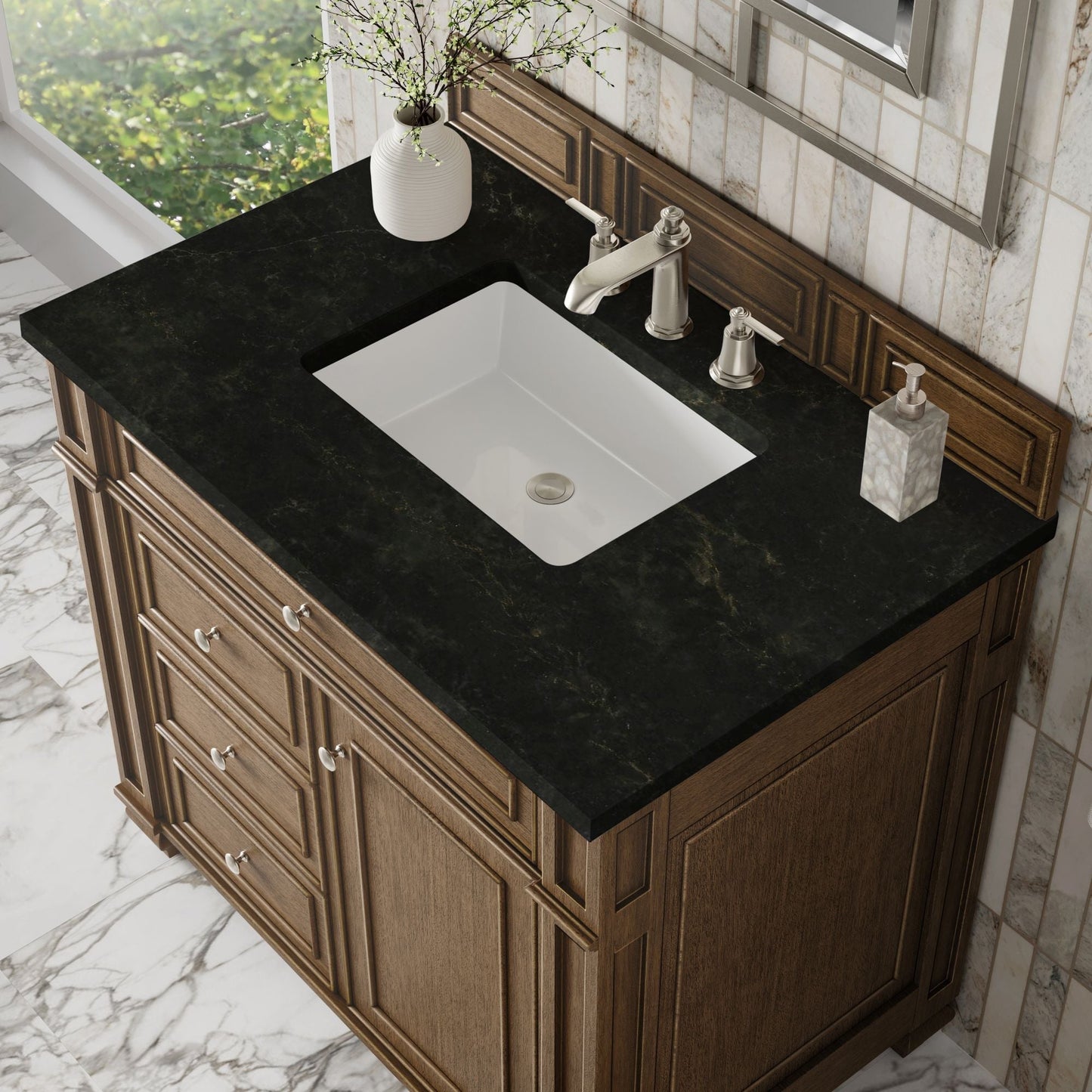 
                  
                    Bristol 36" Single Vanity in Saddle Brown Single Bathroom Vanity James Martin Vanities Phantome Eclos 
                  
                
