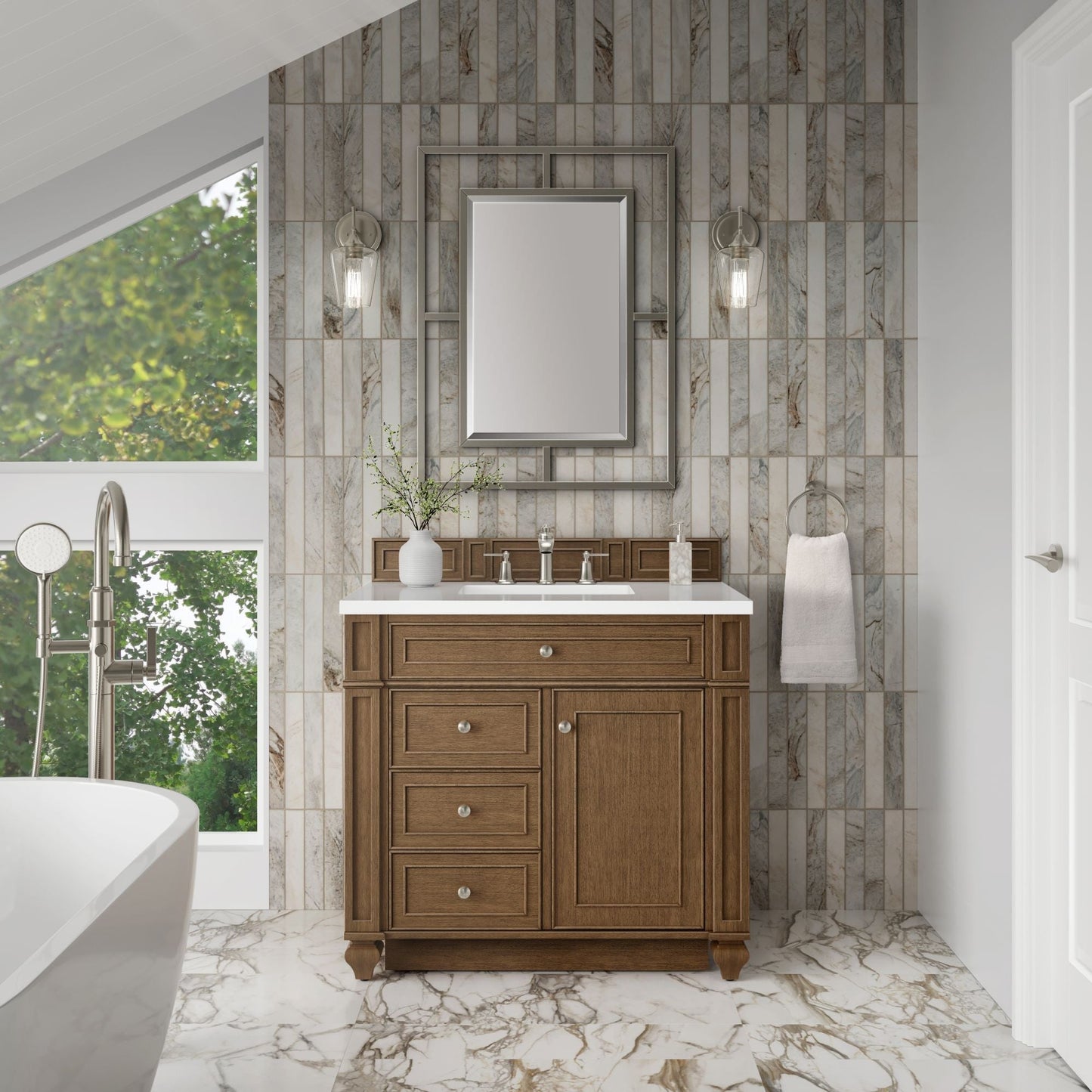 Bristol 36" Single Vanity in Saddle Brown Single Bathroom Vanity James Martin Vanities Select Your Top 