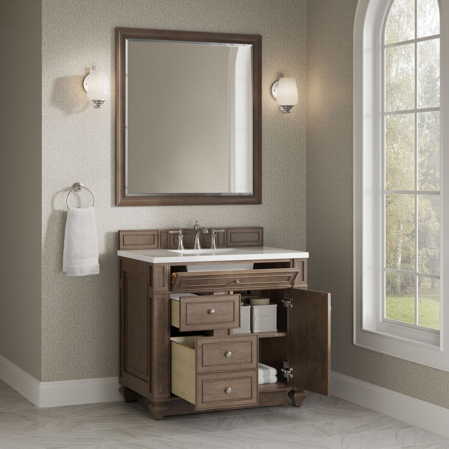 
                  
                    Bristol 36" Single Vanity in Whitewashed Walnut Single Bathroom Vanity James Martin Vanities 
                  
                