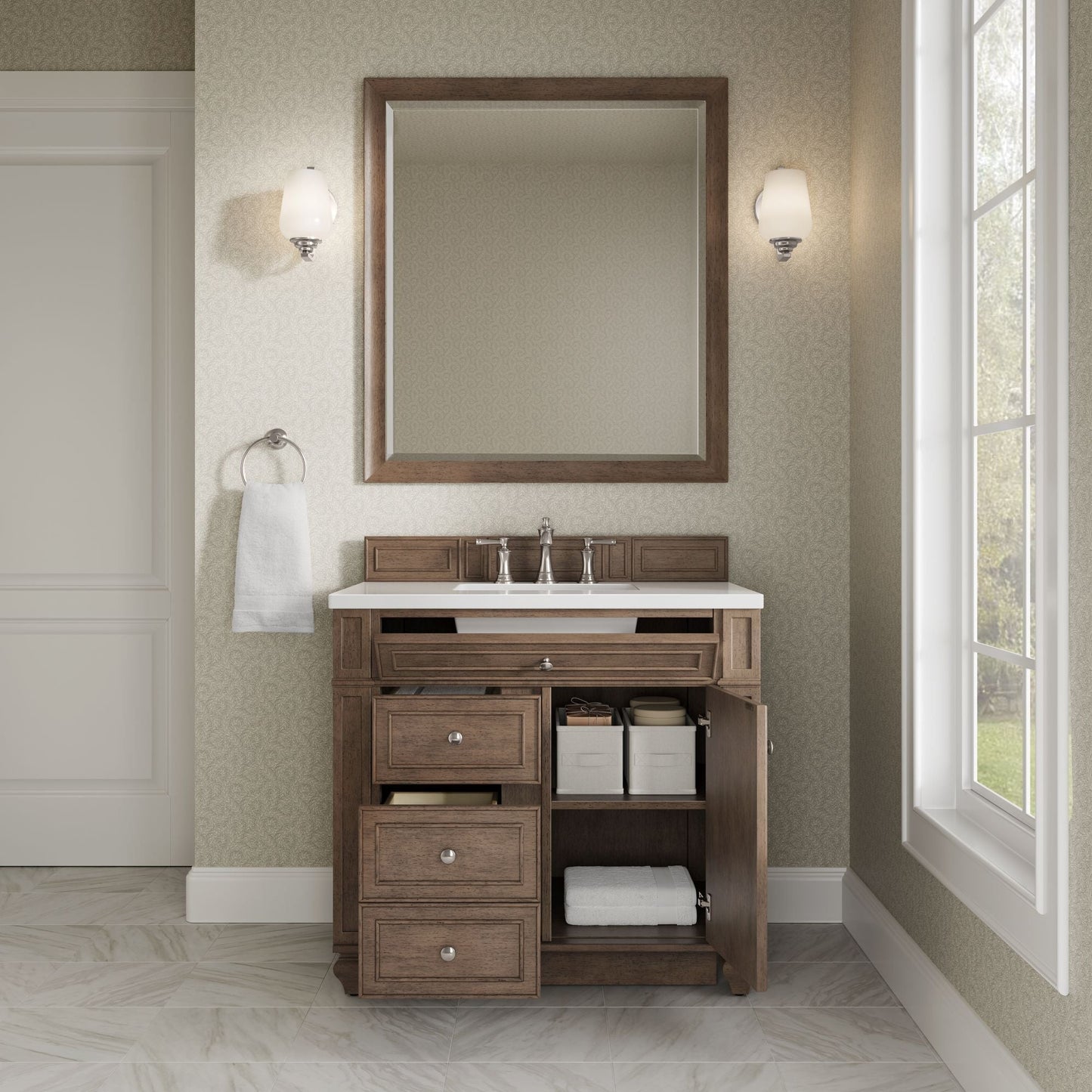 
                  
                    Bristol 36" Single Vanity in Whitewashed Walnut Single Bathroom Vanity James Martin Vanities 
                  
                