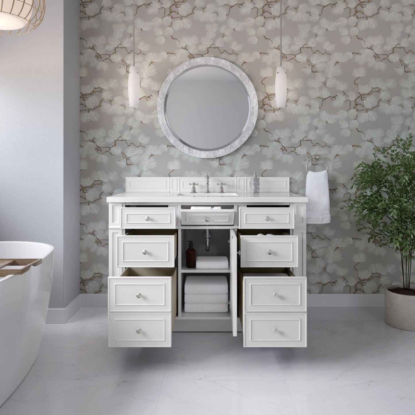 
                  
                    Bristol 48" Single Vanity in Bright White Single Bathroom Vanity James Martin Vanities 
                  
                