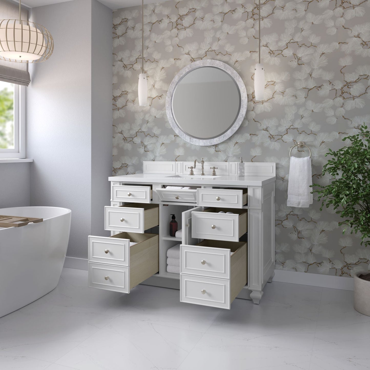 
                  
                    Bristol 48" Single Vanity in Bright White Single Bathroom Vanity James Martin Vanities 
                  
                
