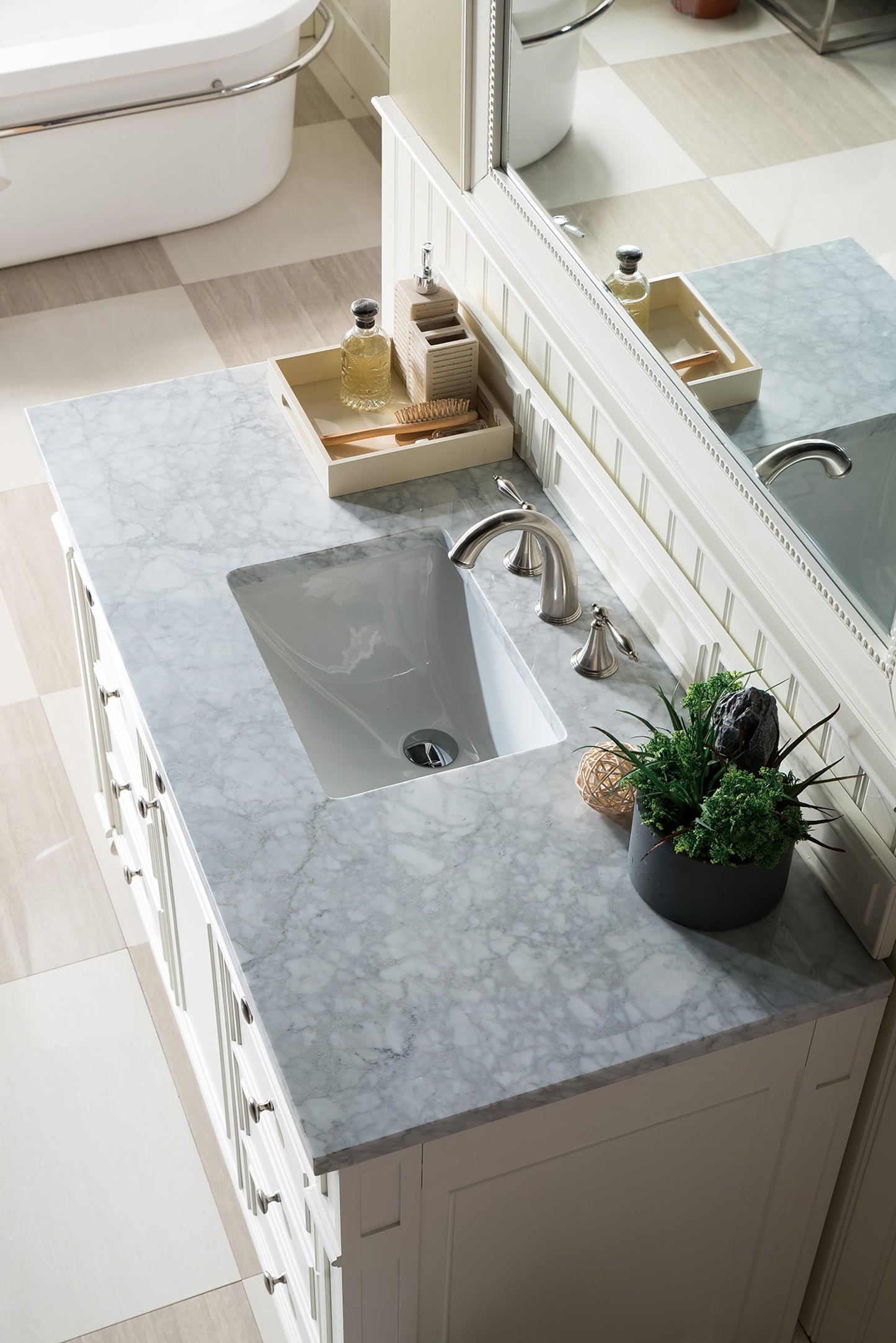 
                  
                    Bristol 48" Single Vanity in Bright White Single Bathroom Vanity James Martin Vanities Carrara White Marble 
                  
                
