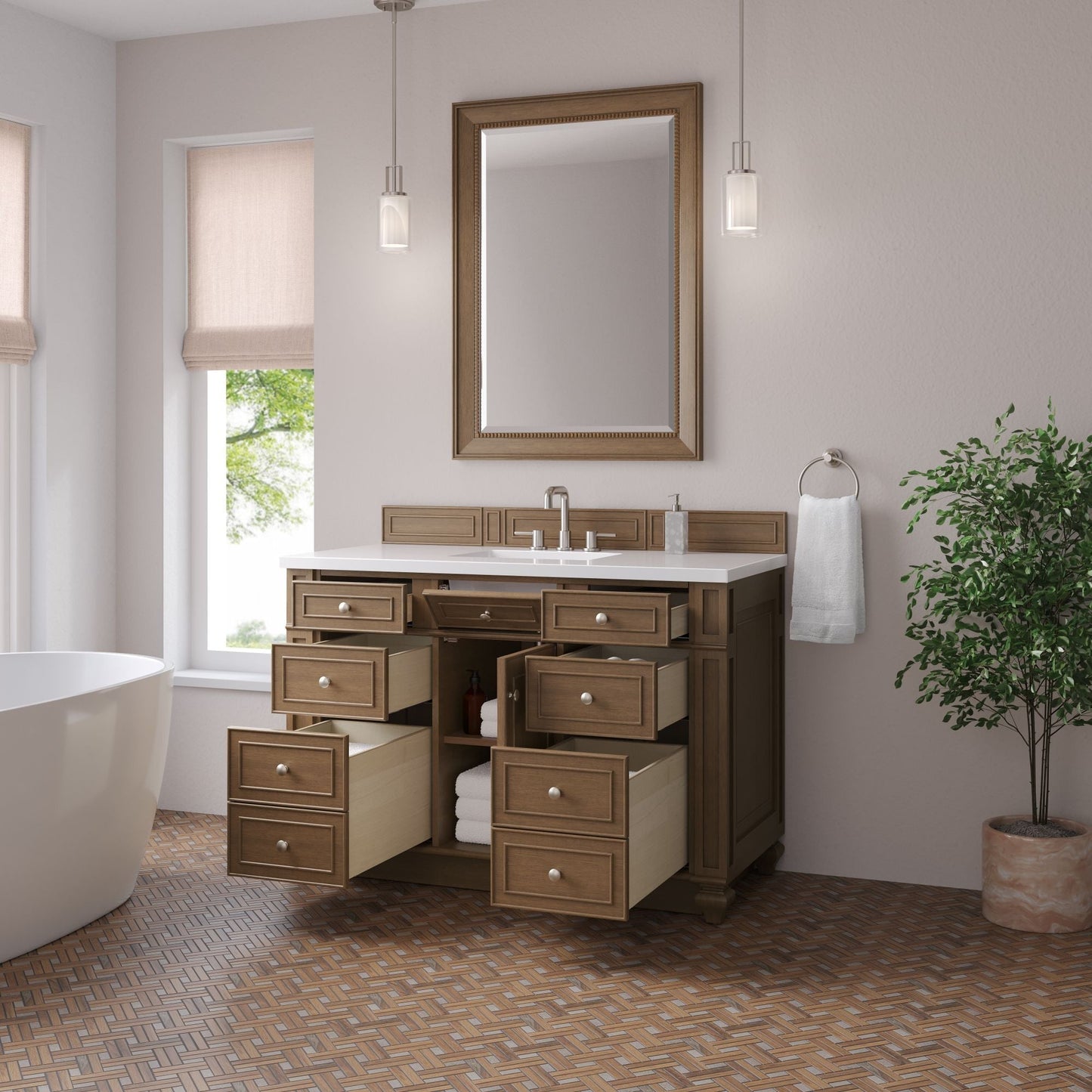 
                  
                    Bristol 48" Single Vanity in Saddle Brown Single Bathroom Vanity James Martin Vanities 
                  
                