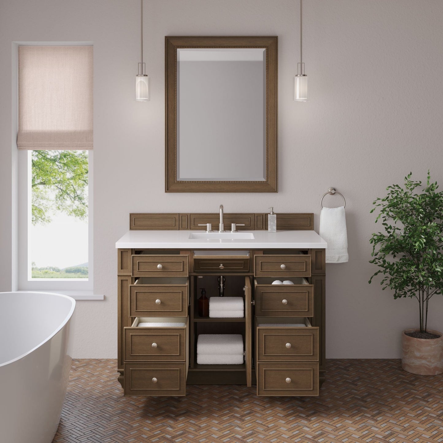 
                  
                    Bristol 48" Single Vanity in Saddle Brown Single Bathroom Vanity James Martin Vanities 
                  
                