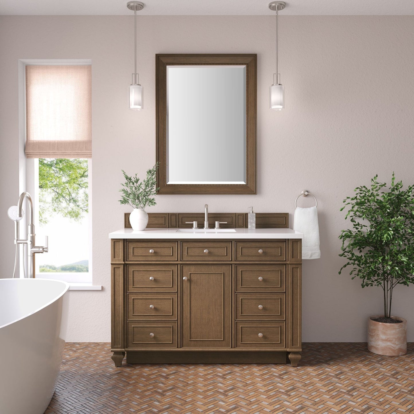 Bristol 48" Single Vanity in Saddle Brown Single Bathroom Vanity James Martin Vanities Select Your Top 