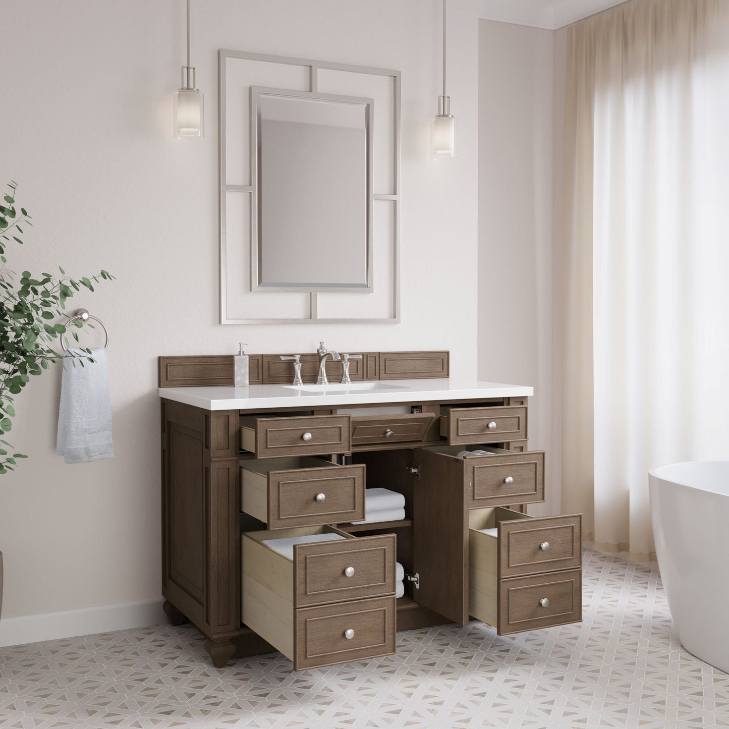 
                  
                    Bristol 48" Single Vanity in Whitewashed Walnut Single Bathroom Vanity James Martin Vanities 
                  
                