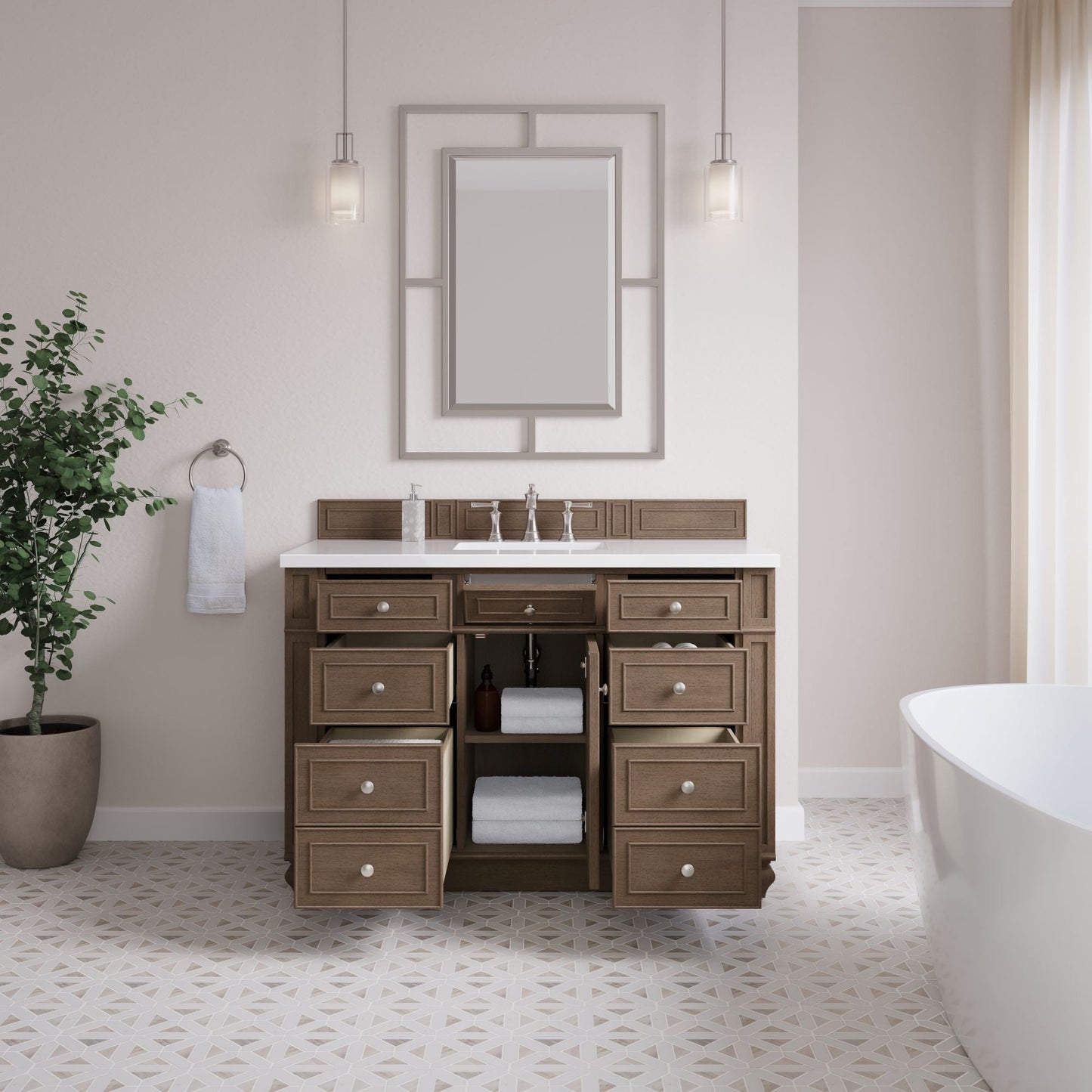 
                  
                    Bristol 48" Single Vanity in Whitewashed Walnut Single Bathroom Vanity James Martin Vanities 
                  
                