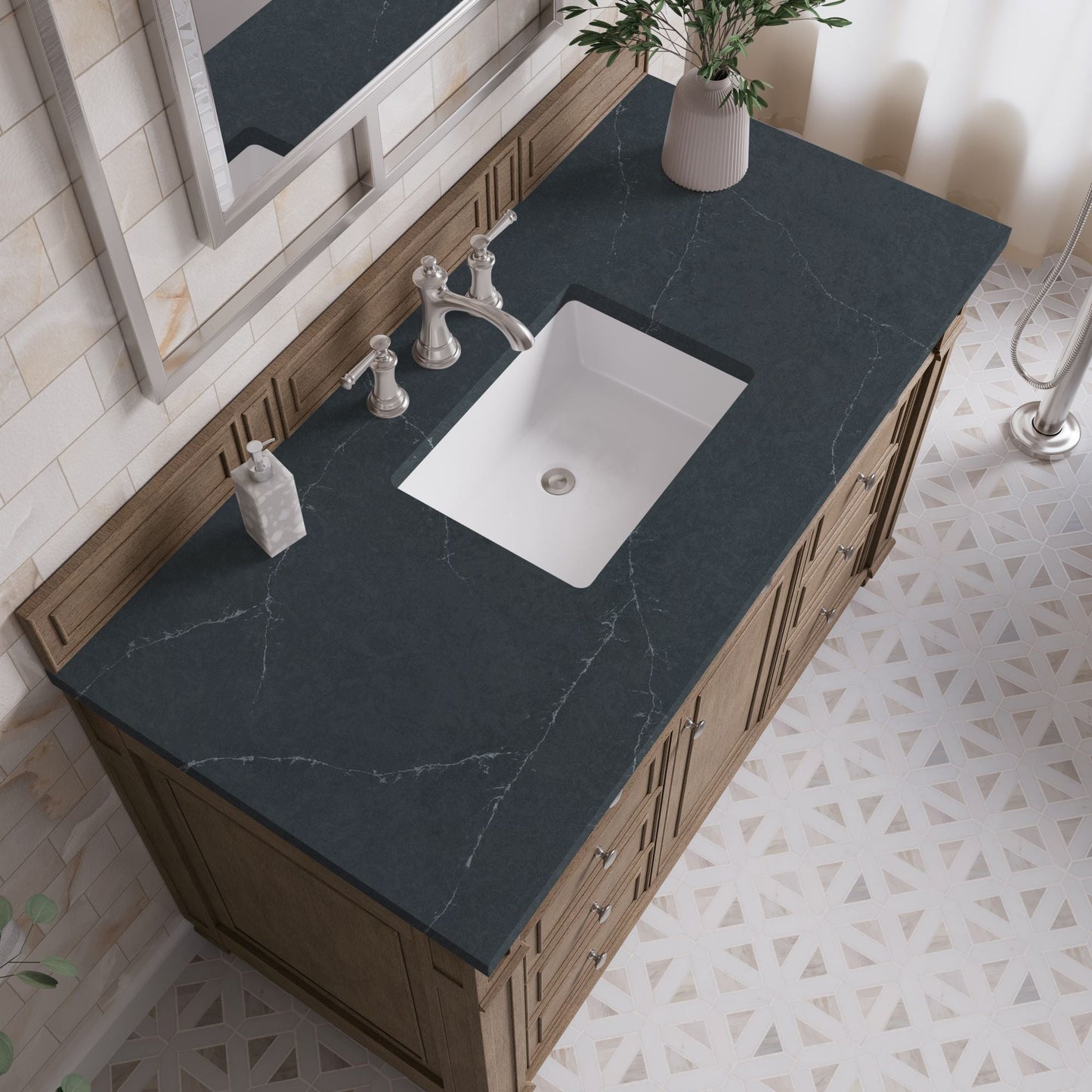 
                  
                    Bristol 48" Single Vanity in Whitewashed Walnut Single Bathroom Vanity James Martin Vanities Charcoal Soapstone Silestone 
                  
                