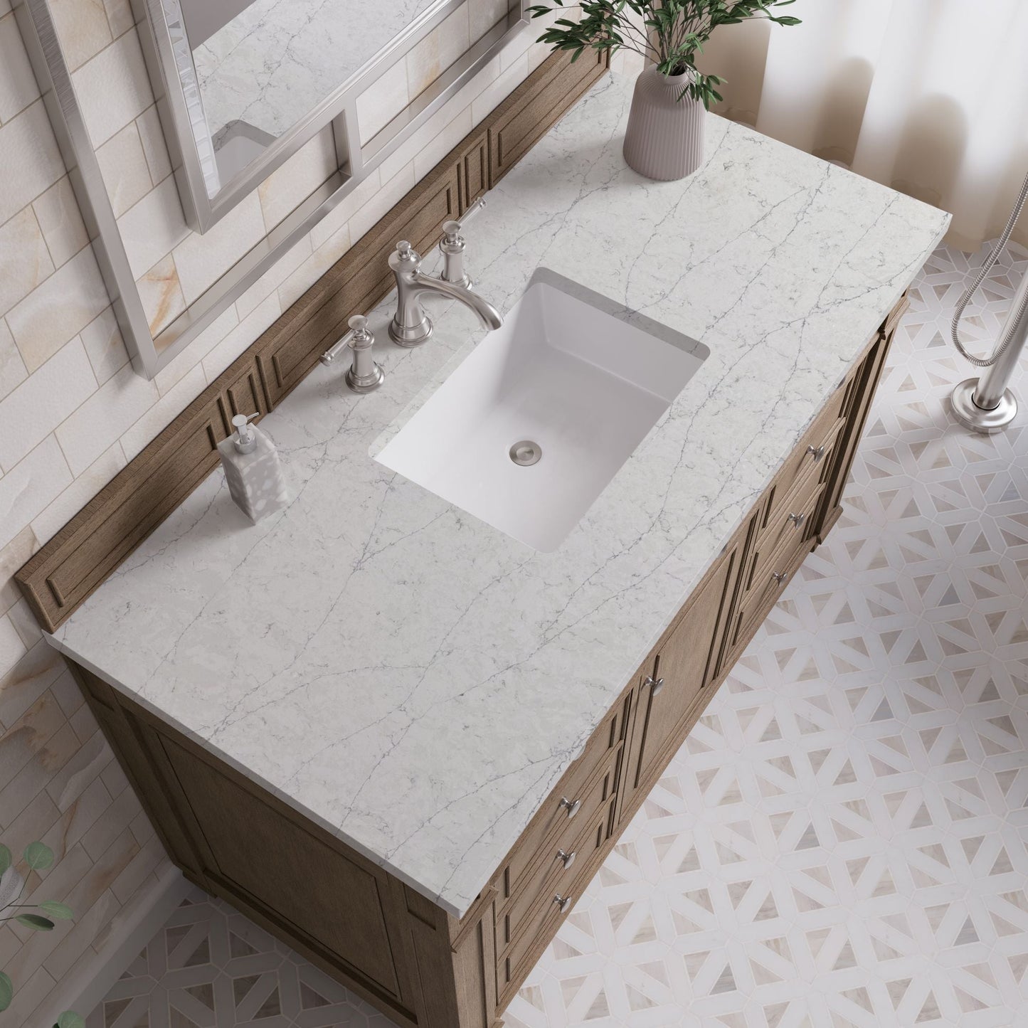 
                  
                    Bristol 48" Single Vanity in Whitewashed Walnut Single Bathroom Vanity James Martin Vanities Eternal Jasmine Pearl Silestone 
                  
                