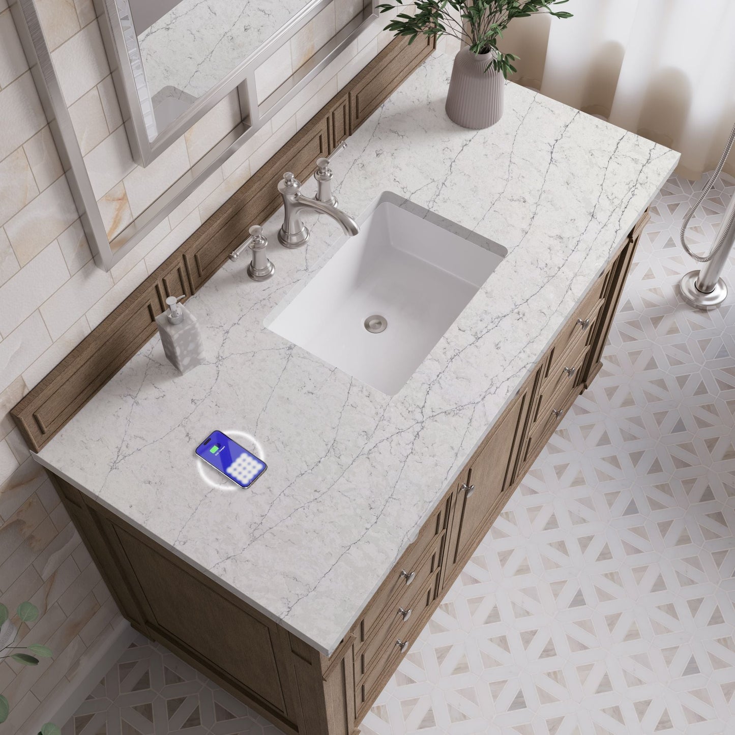 
                  
                    Bristol 48" Single Vanity in Whitewashed Walnut Single Bathroom Vanity James Martin Vanities FreePower-Enabled Eternal Jasmine Pearl Silestone 
                  
                