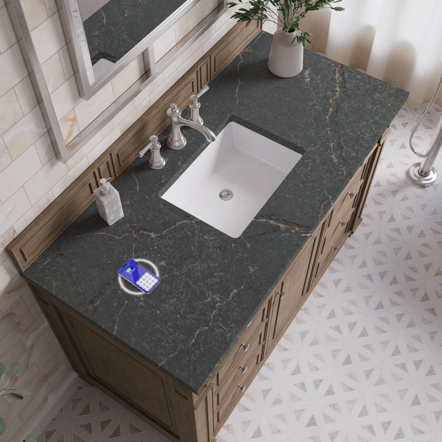 
                  
                    Bristol 48" Single Vanity in Whitewashed Walnut Single Bathroom Vanity James Martin Vanities FreePower-Enabled Parisien Bleu Silestone 
                  
                