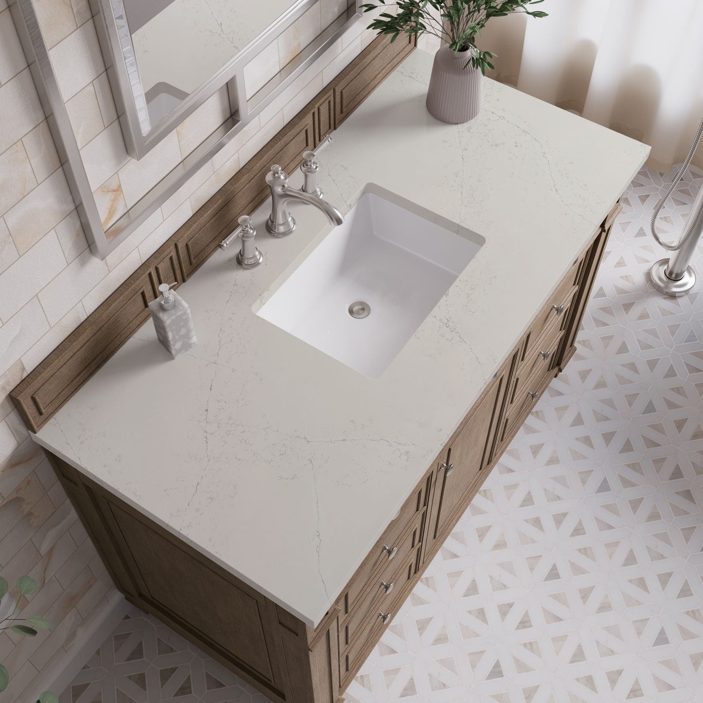 
                  
                    Bristol 48" Single Vanity in Whitewashed Walnut Single Bathroom Vanity James Martin Vanities Siberian Silestone 
                  
                
