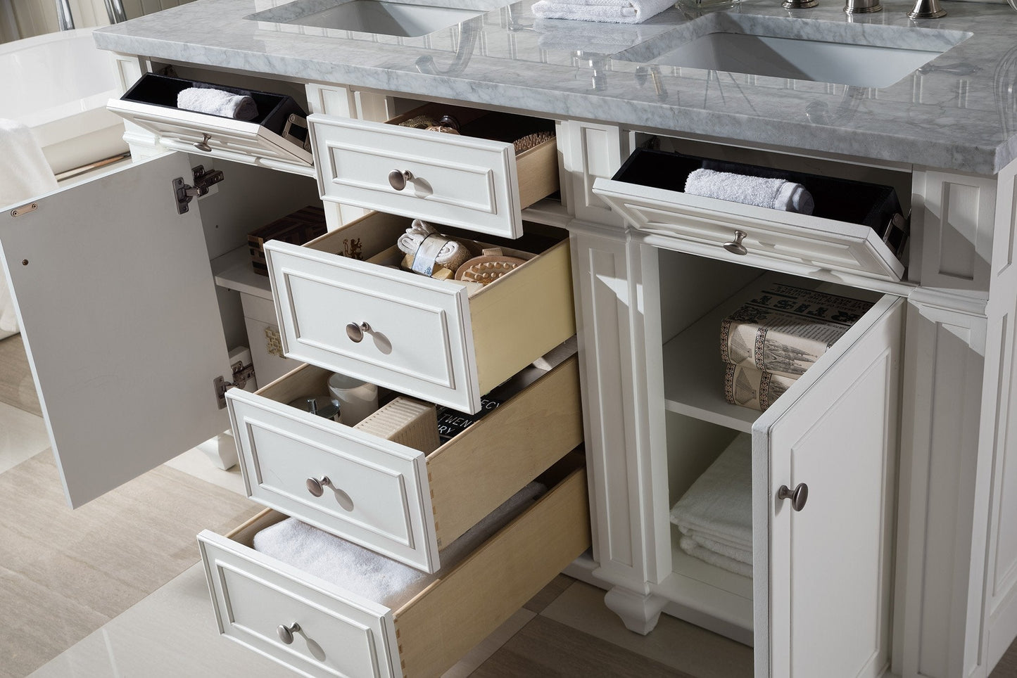 
                  
                    Bristol 60" Double Vanity in Bright White Double bathroom Vanity James Martin Vanities 
                  
                