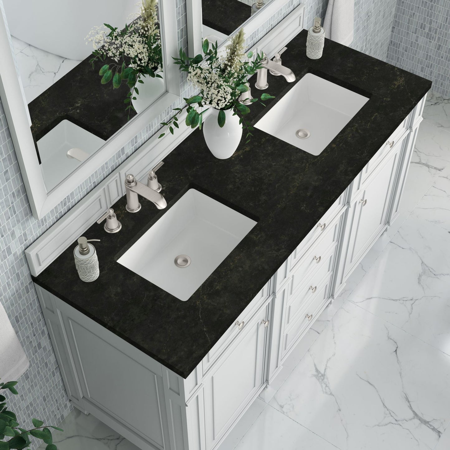 
                  
                    Bristol 60" Double Vanity in Bright White Double bathroom Vanity James Martin Vanities Phantome Eclos 
                  
                