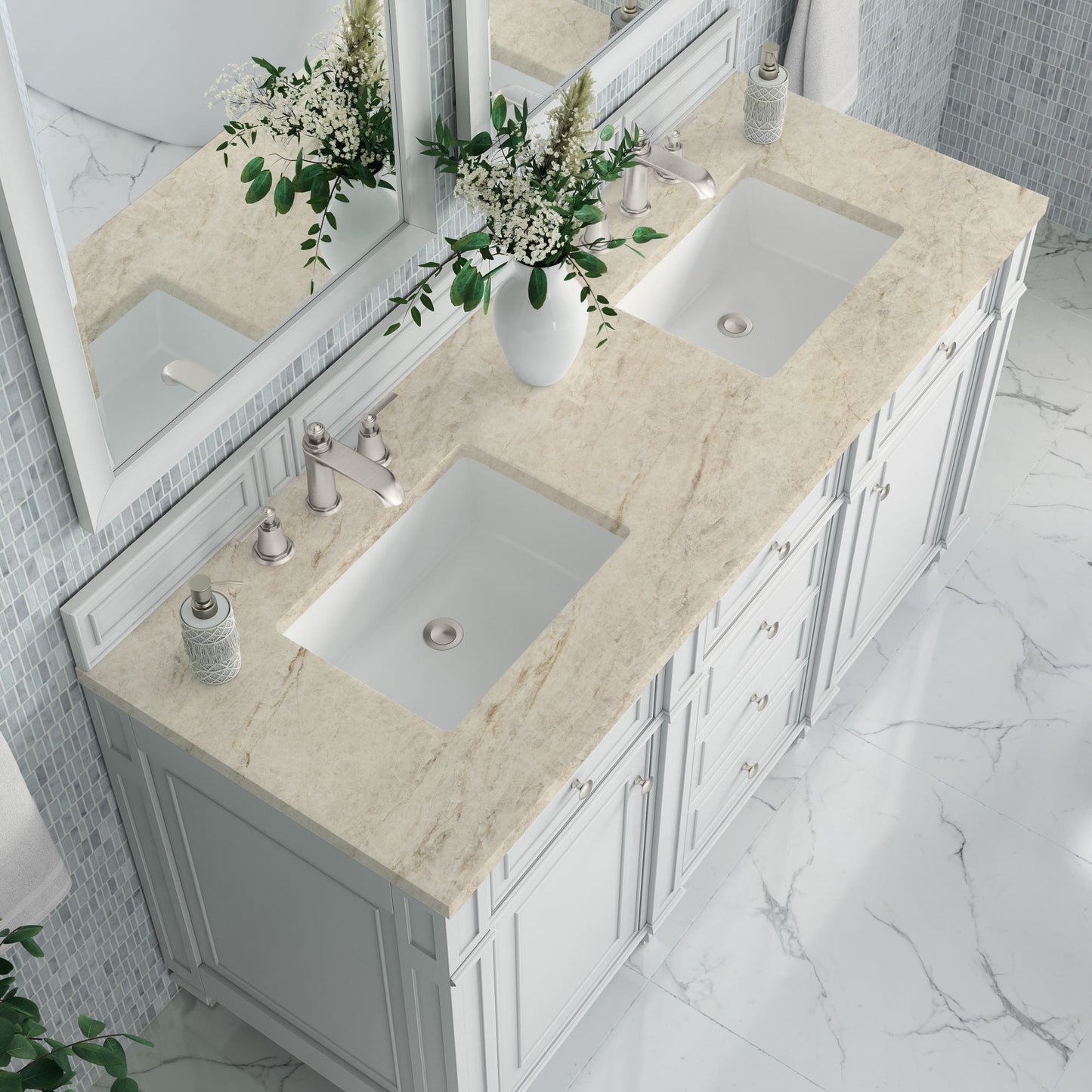 
                  
                    Bristol 60" Double Vanity in Bright White Double bathroom Vanity James Martin Vanities Tajnar Eclos 
                  
                