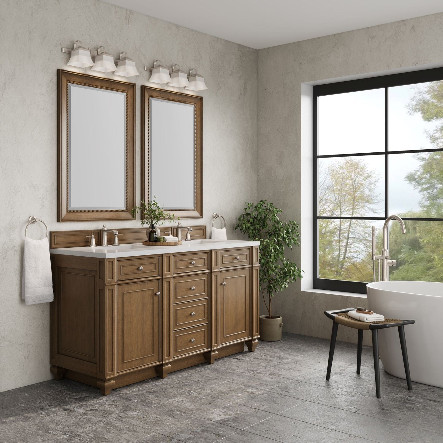 
                  
                    Bristol 60" Double Vanity in Saddle Brown Double bathroom Vanity James Martin Vanities 
                  
                