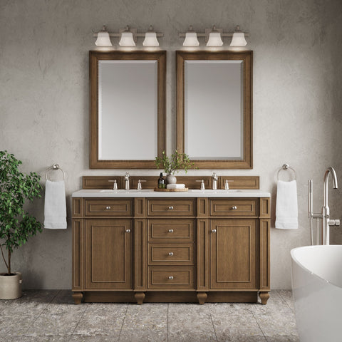 Bristol 60" Double Vanity in Saddle Brown Double bathroom Vanity James Martin Vanities Select Your Top 
