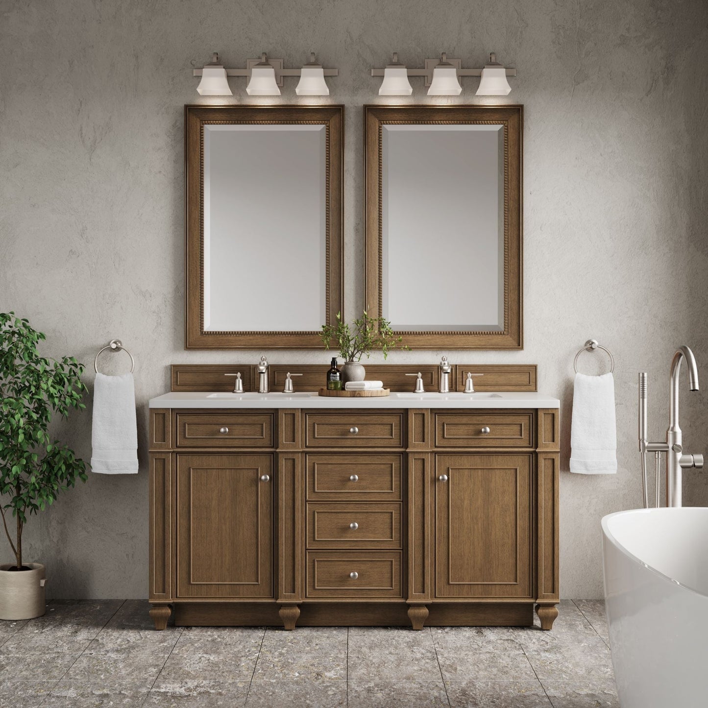 
                  
                    Bristol 60" Double Vanity in Saddle Brown Double bathroom Vanity James Martin Vanities Select Your Top 
                  
                