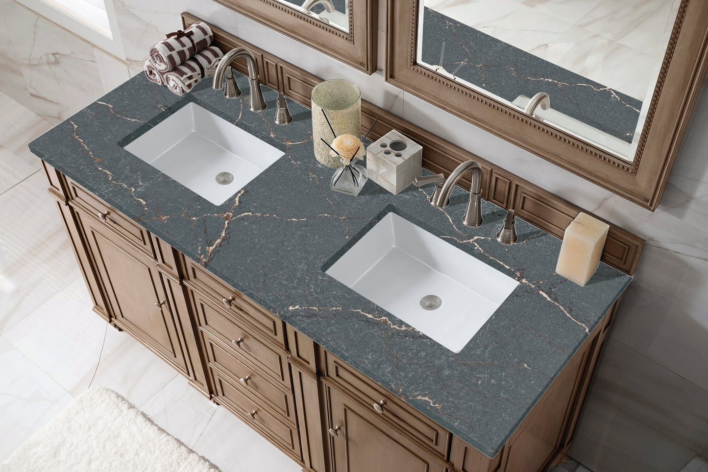 
                  
                    Bristol 60" Double Vanity in Whitewashed Walnut Double bathroom Vanity James Martin Vanities 
                  
                