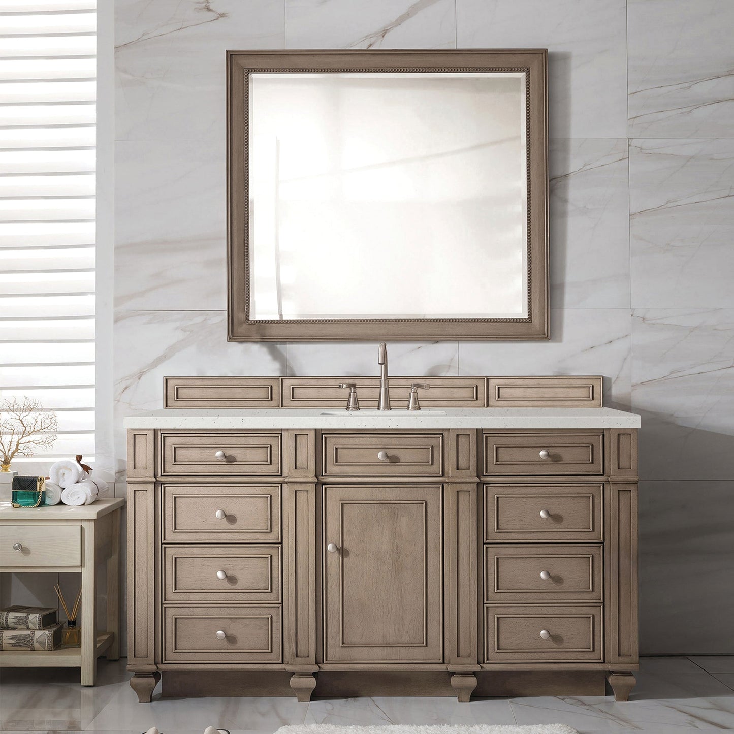 
                  
                    Bristol 60" Double Vanity in Whitewashed Walnut Double bathroom Vanity James Martin Vanities 
                  
                