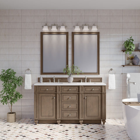 Bristol 60" Double Vanity in Whitewashed Walnut Double bathroom Vanity James Martin Vanities Select Your Top 