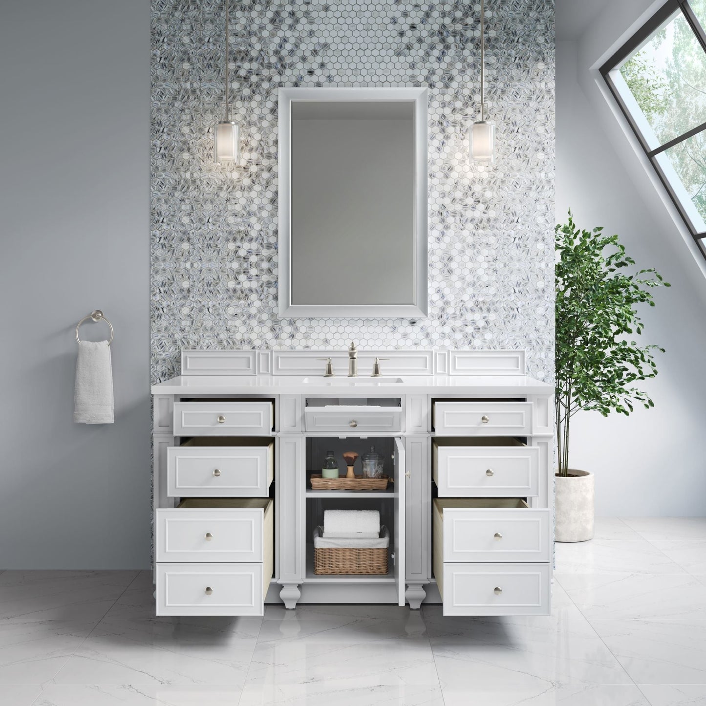 
                  
                    Bristol 60" Single Vanity in Bright White Double bathroom Vanity James Martin Vanities 
                  
                