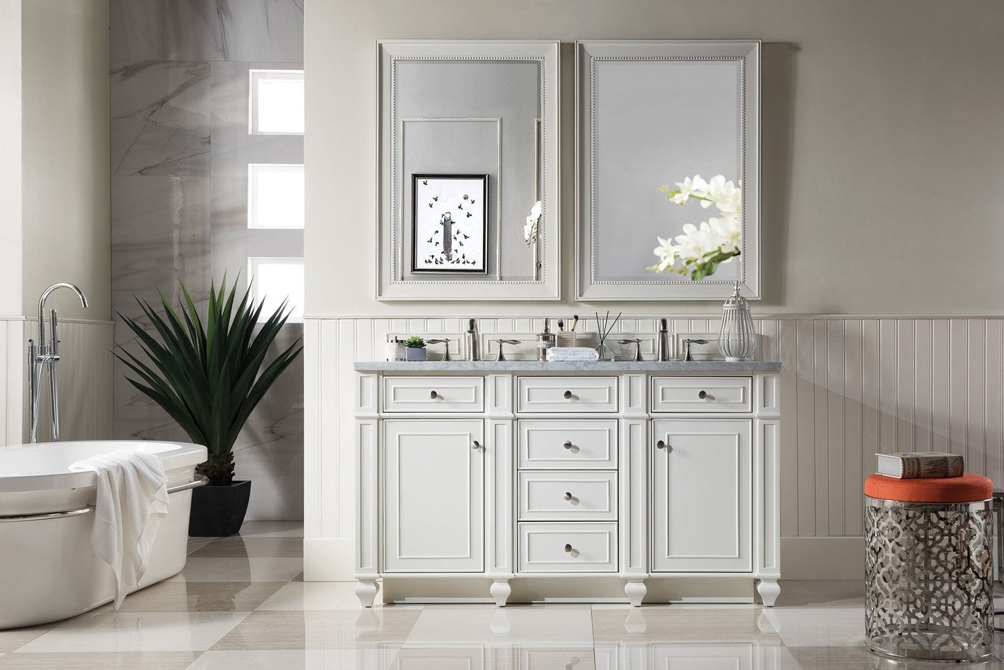 
                  
                    Bristol 60" Single Vanity in Bright White Double bathroom Vanity James Martin Vanities 
                  
                
