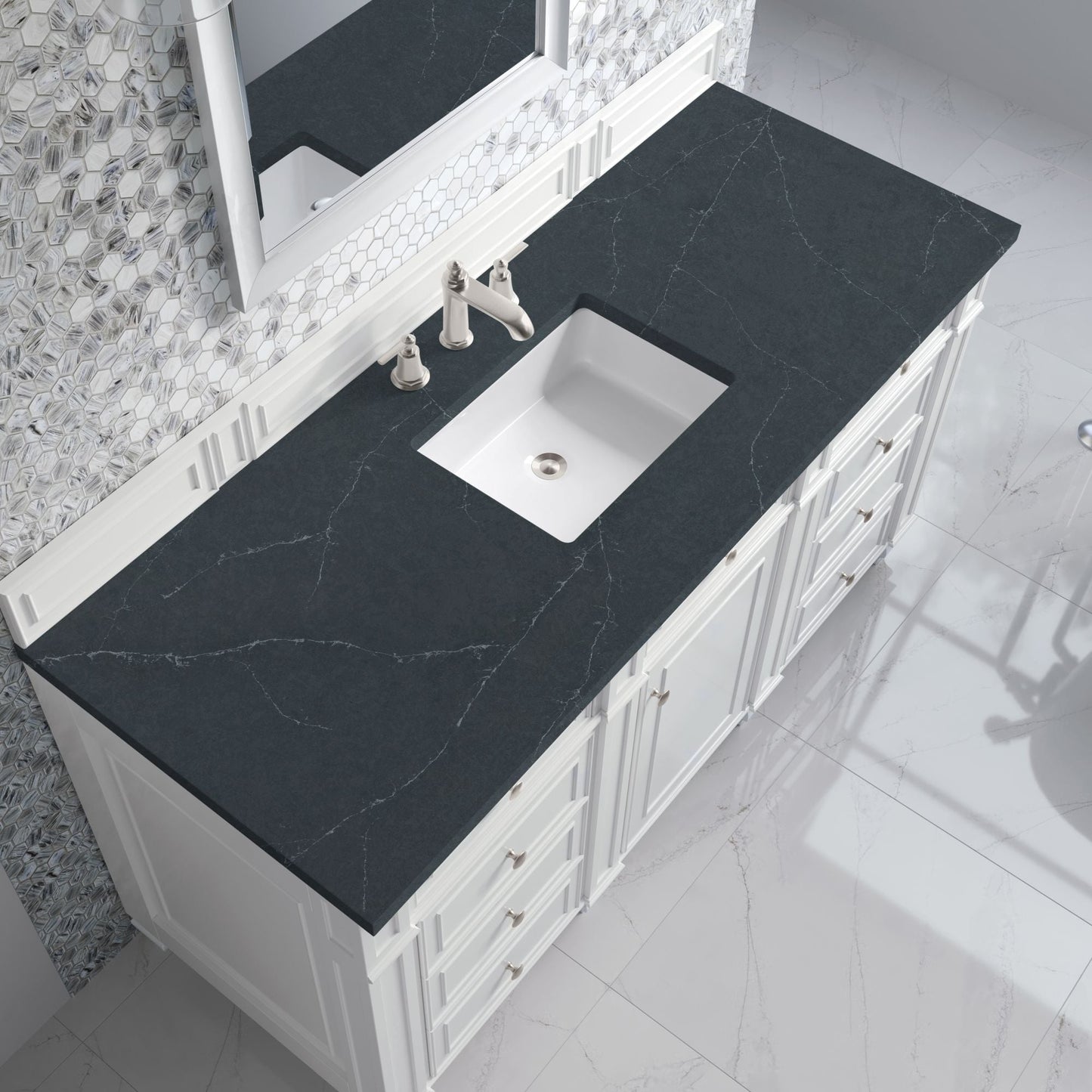 
                  
                    Bristol 60" Single Vanity in Bright White Double bathroom Vanity James Martin Vanities Charcoal Soapstone Silestone 
                  
                