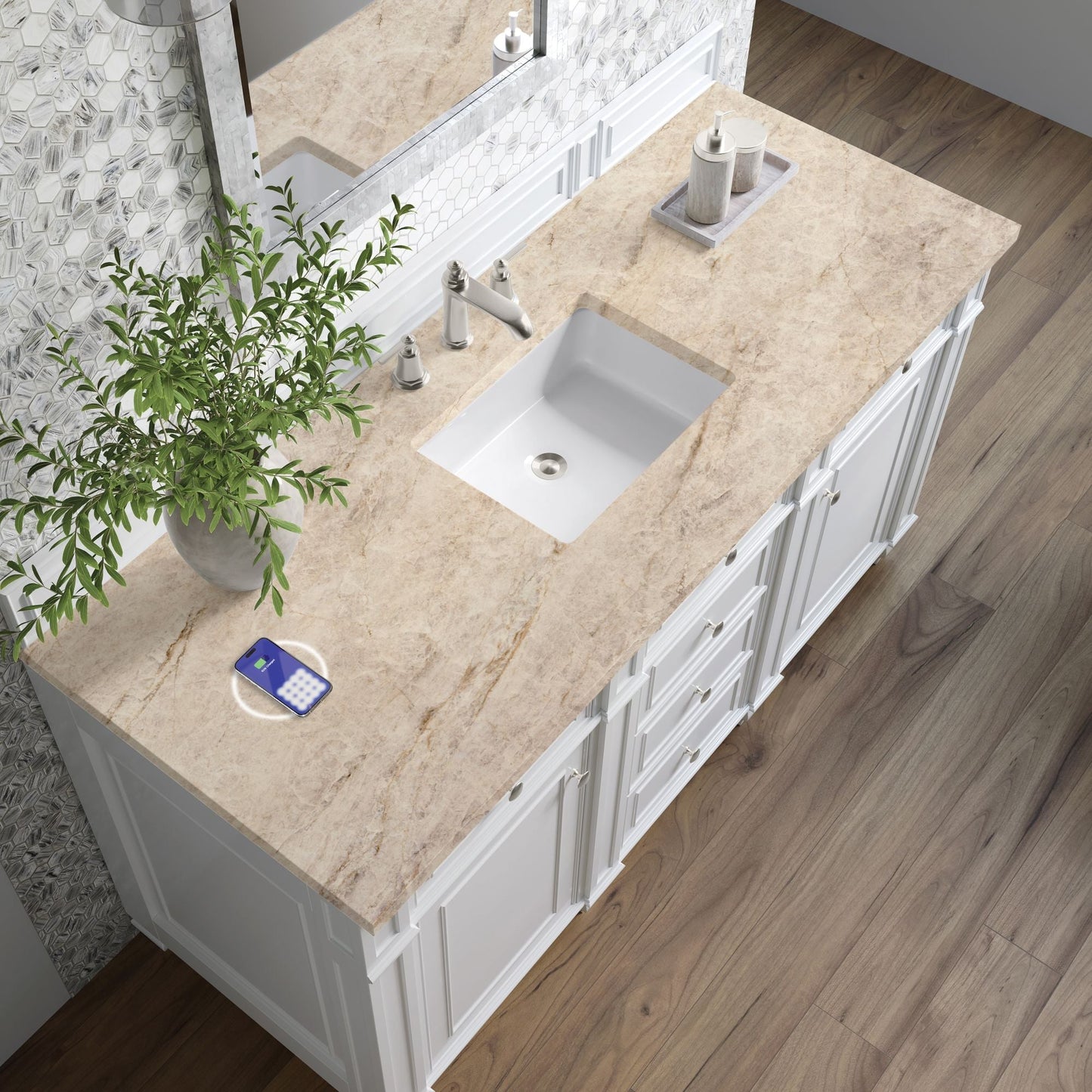 
                  
                    Bristol 60" Single Vanity in Bright White Double bathroom Vanity James Martin Vanities FreePower-Enabled Tajnar Eclos 
                  
                