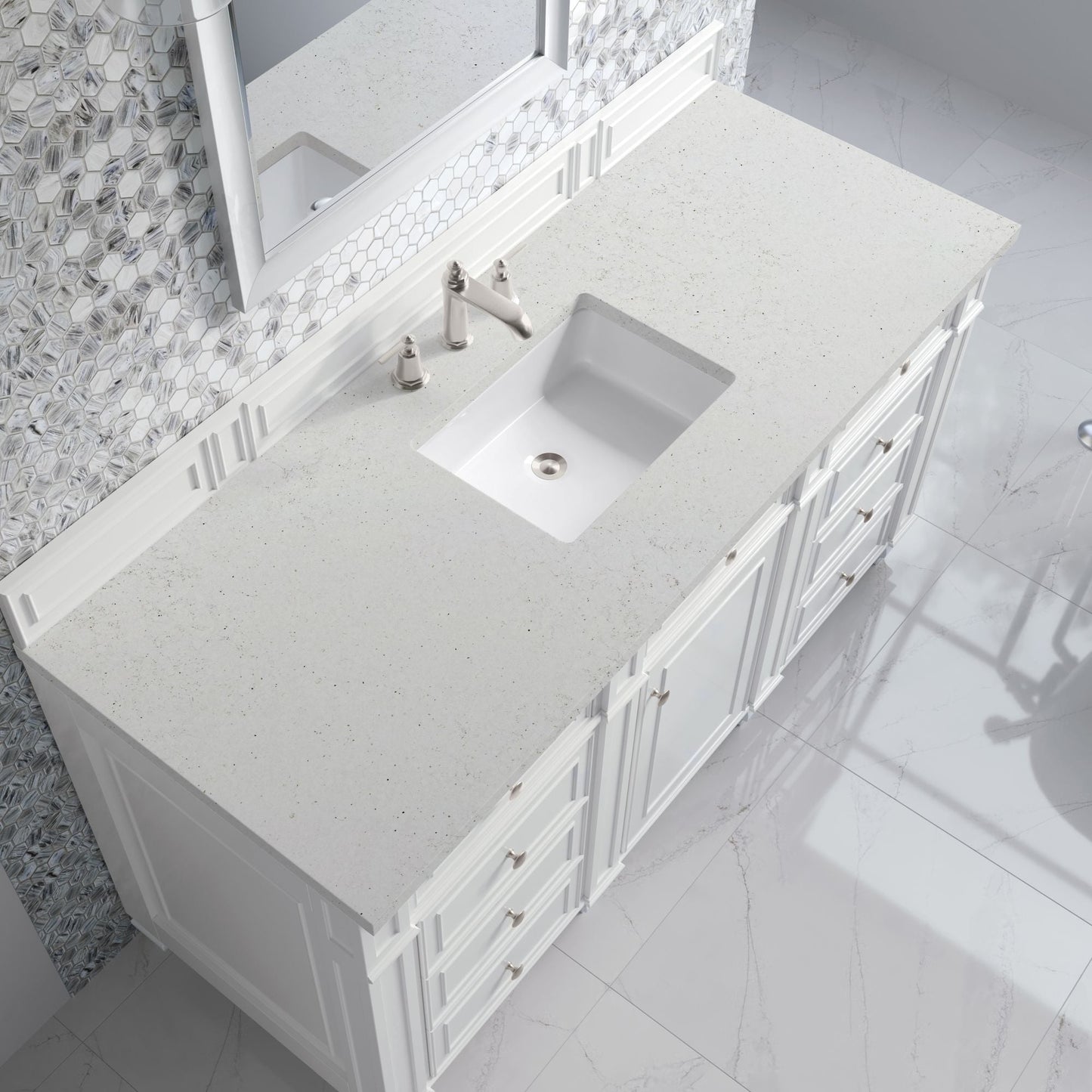 
                  
                    Bristol 60" Single Vanity in Bright White Double bathroom Vanity James Martin Vanities Lime Delight Silestone 
                  
                