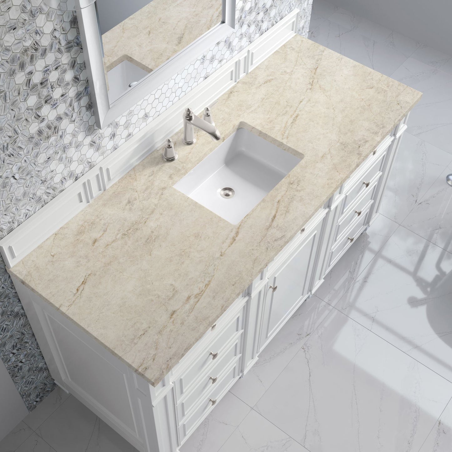 
                  
                    Bristol 60" Single Vanity in Bright White Double bathroom Vanity James Martin Vanities Tajnar Eclos 
                  
                