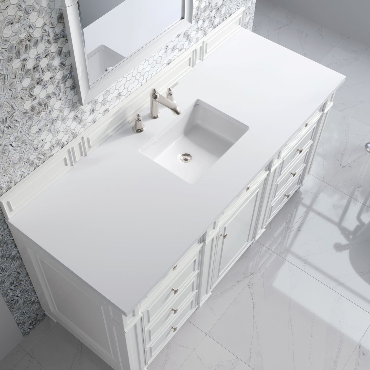 
                  
                    Bristol 60" Single Vanity in Bright White Double bathroom Vanity James Martin Vanities White Zeus Silestone 
                  
                