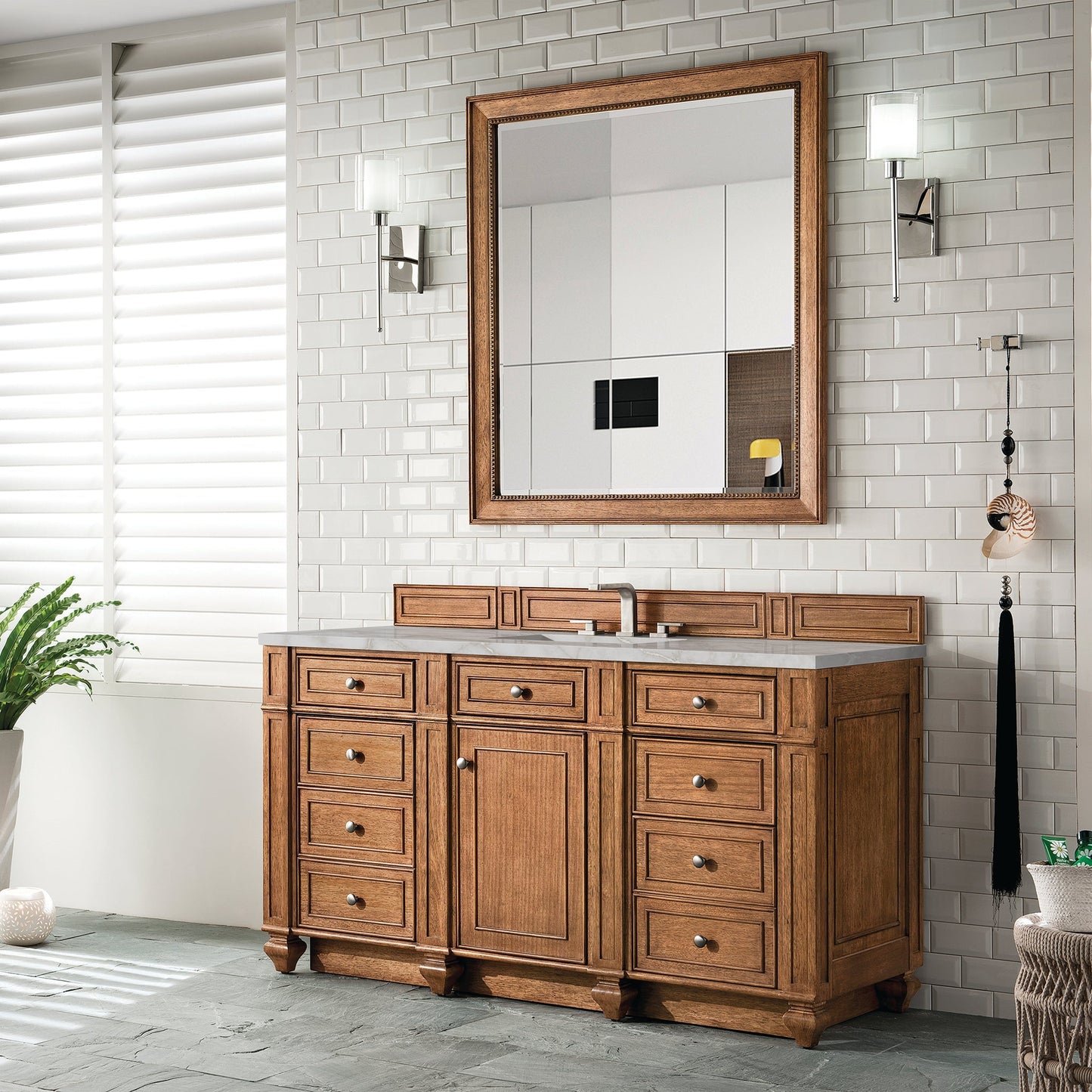 
                  
                    Bristol 60" Single Vanity in Saddle Brown Double bathroom Vanity James Martin Vanities 
                  
                