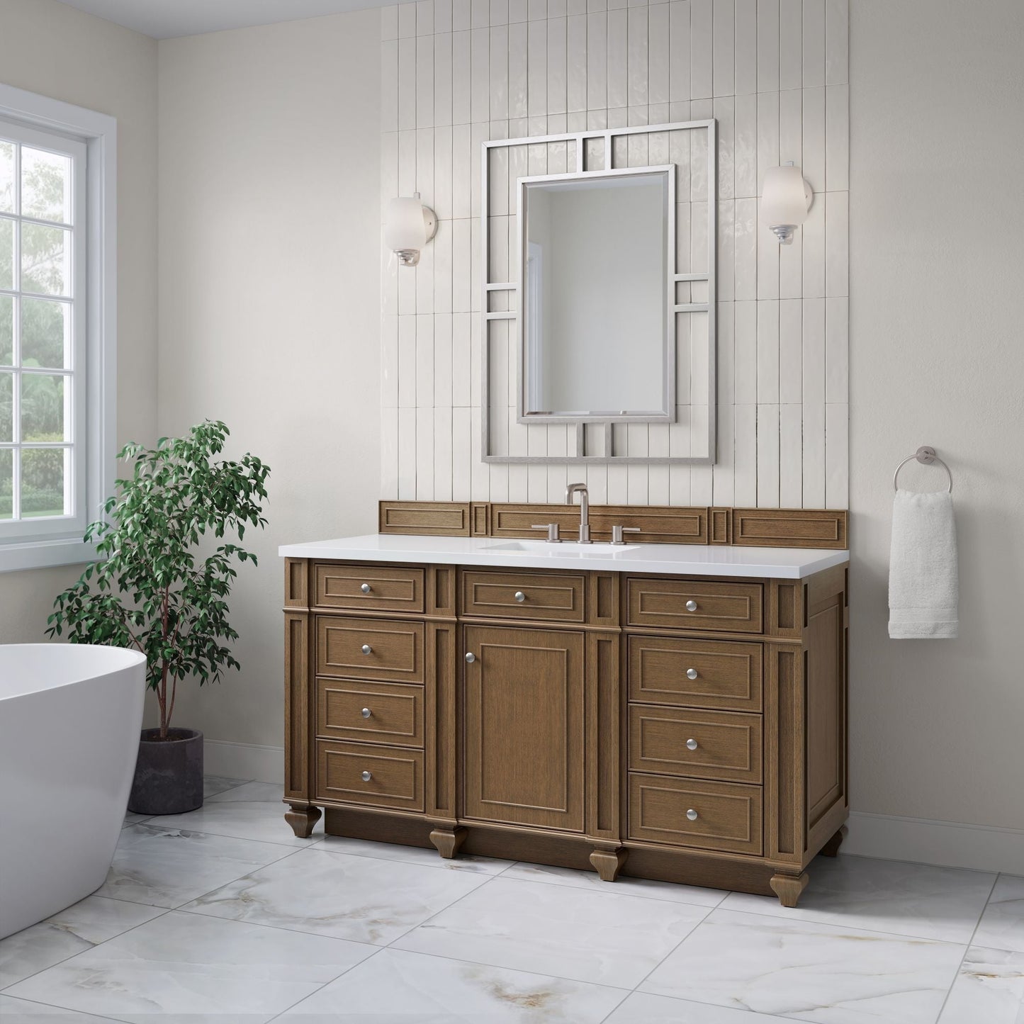 
                  
                    Bristol 60" Single Vanity in Saddle Brown Double bathroom Vanity James Martin Vanities 
                  
                
