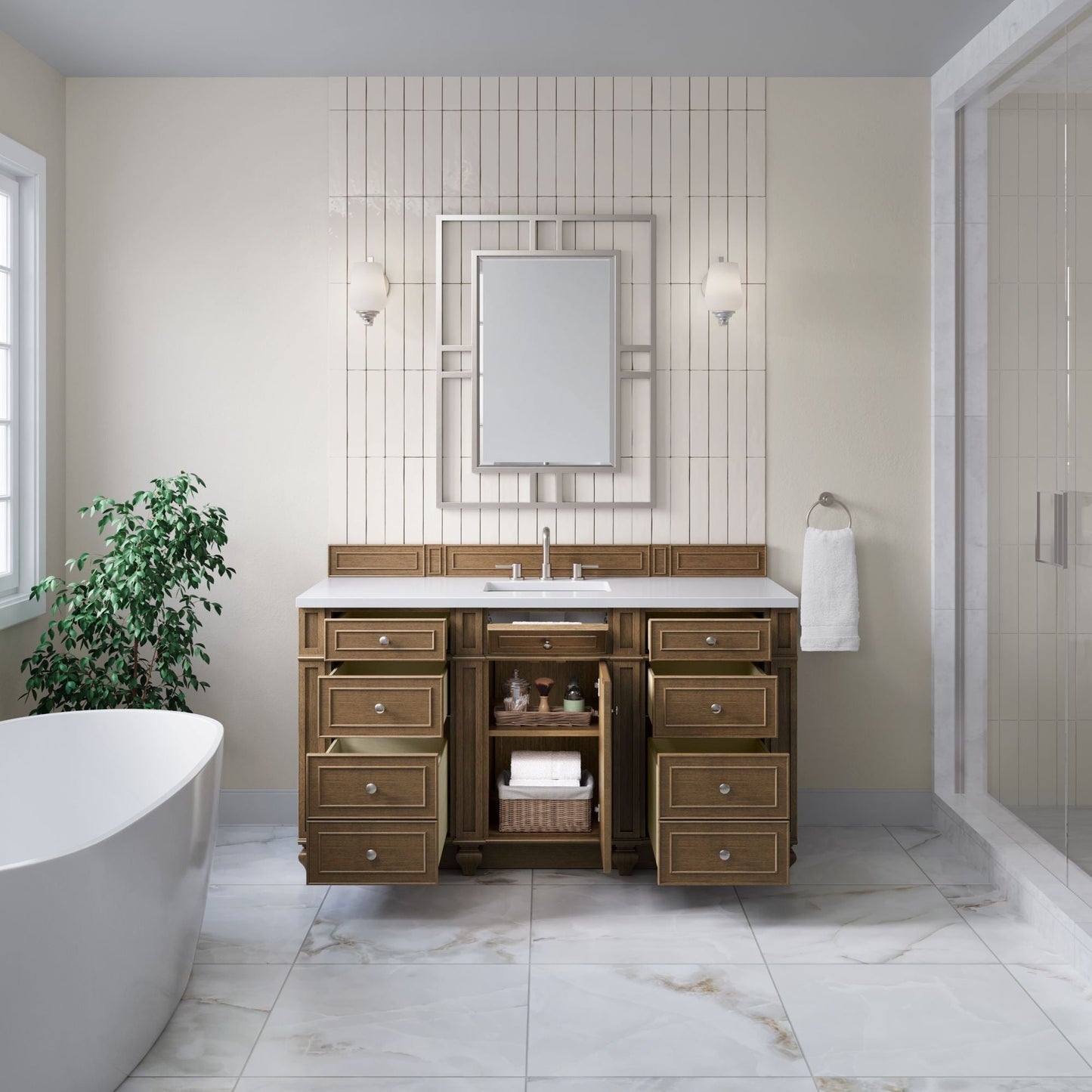 
                  
                    Bristol 60" Single Vanity in Saddle Brown Double bathroom Vanity James Martin Vanities 
                  
                