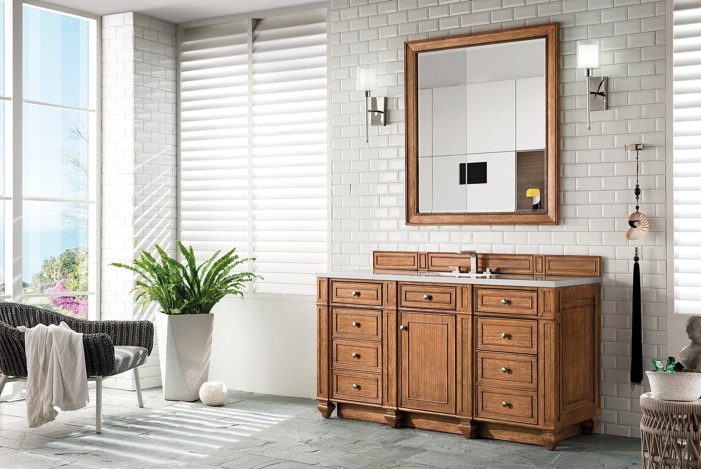 
                  
                    Bristol 60" Single Vanity in Saddle Brown Double bathroom Vanity James Martin Vanities 
                  
                