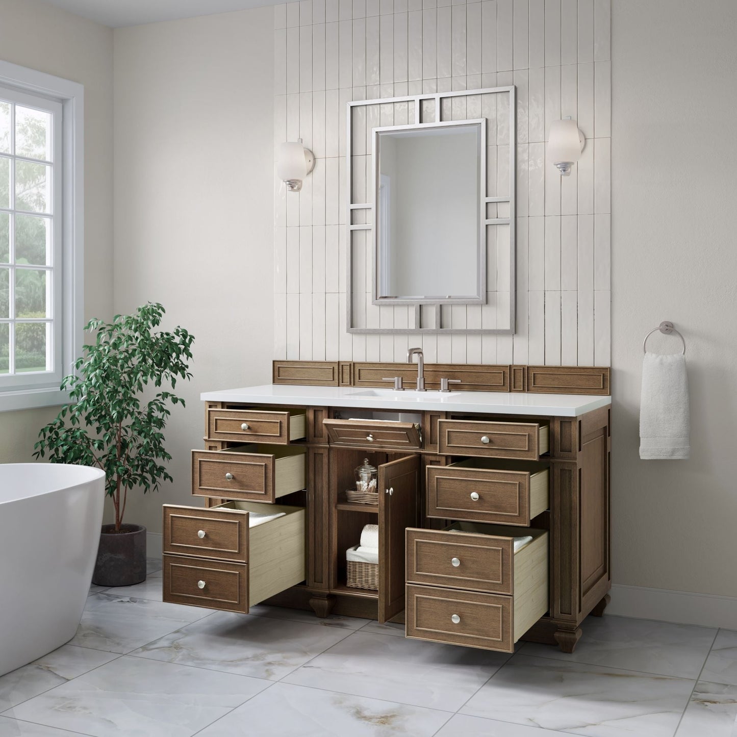 
                  
                    Bristol 60" Single Vanity in Saddle Brown Double bathroom Vanity James Martin Vanities 
                  
                